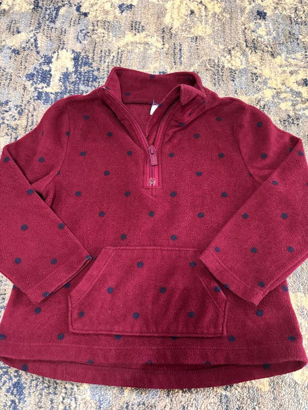 Old Navy Fleece Pullover Size 2T Burgundy Polka